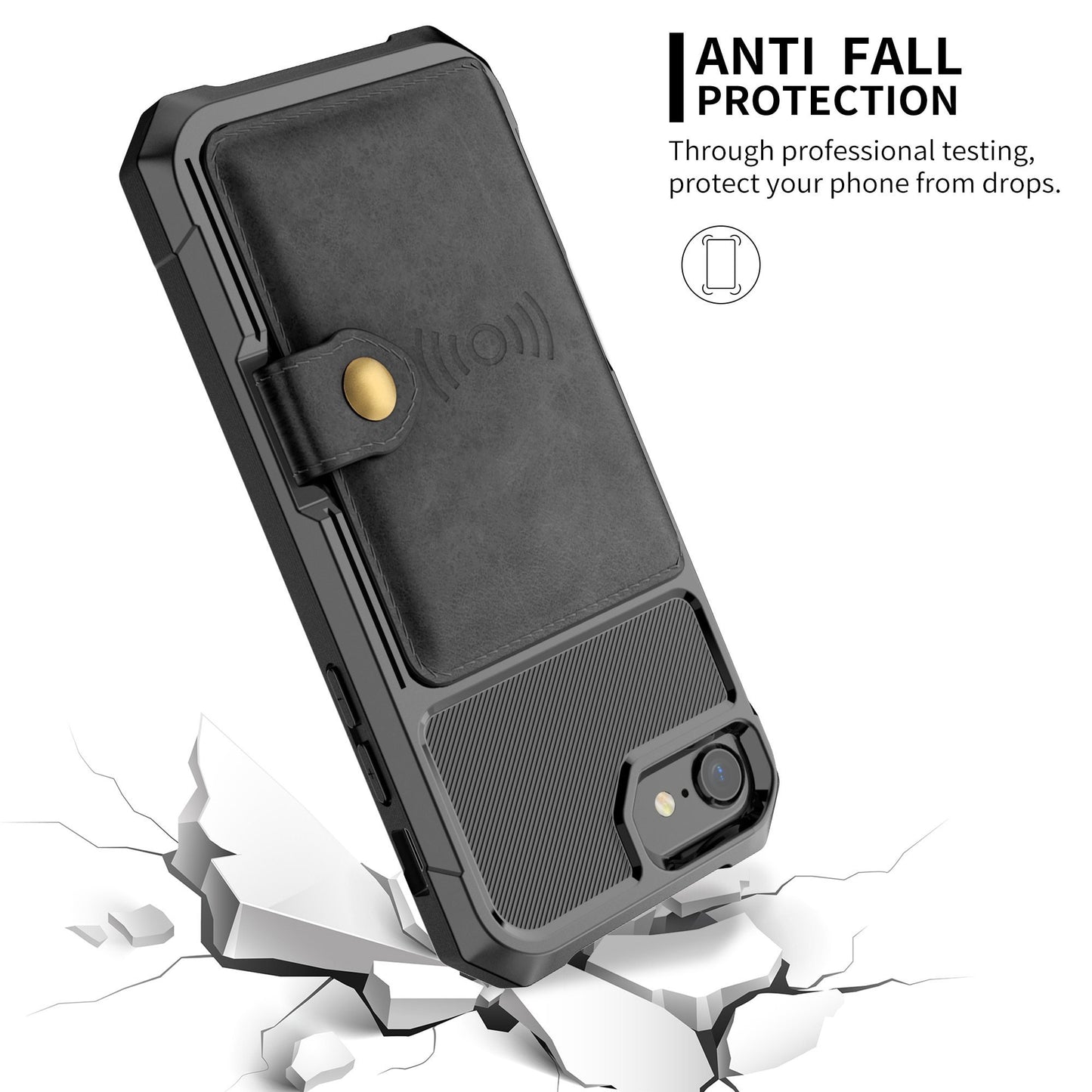 Coque portefeuille en cuir PU haute protection Fitted Cases