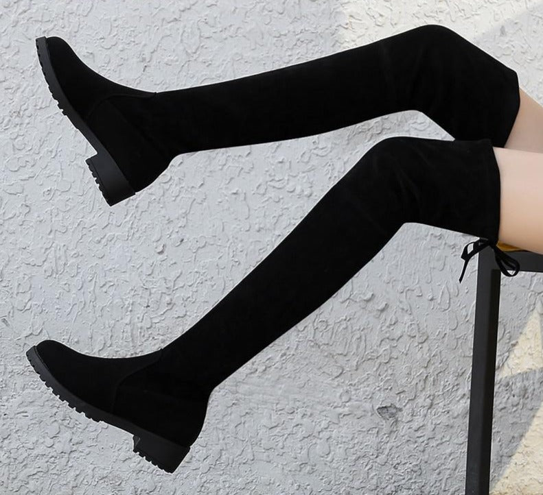 Bottes hauteur genou en suédine pour femmes