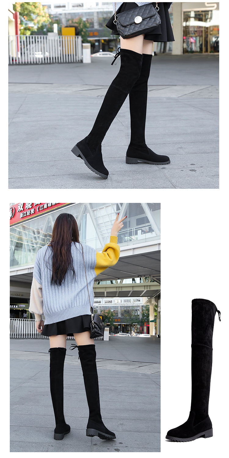 Bottes hauteur genou en suédine pour femmes