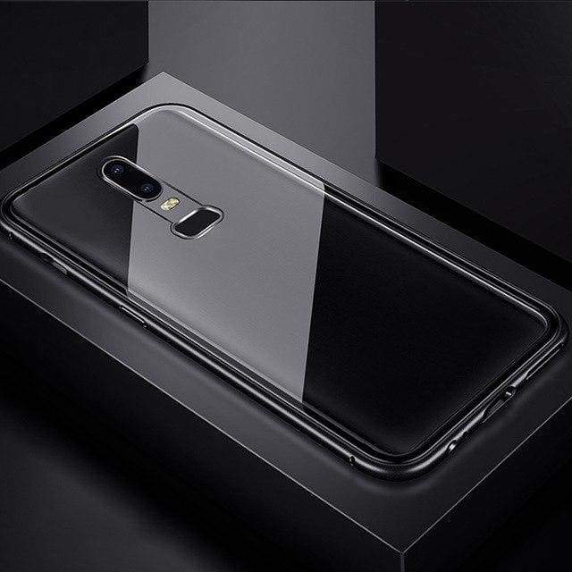 Coque à Adsorption Magnétique Super Résistante Pour One Plus - Oneplus 6 / Noir - arriere transparent - Équipée Cas