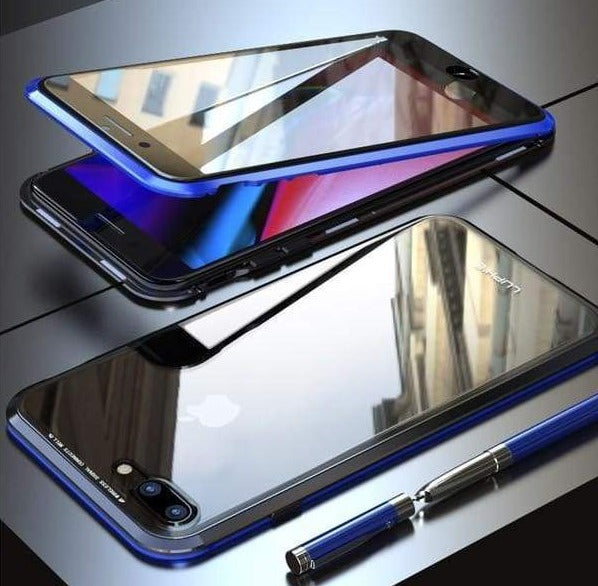 Coque deux faces à Adsorption Magnétique Super Résistante Pour iPhone - iPhone X / Bleu Noir