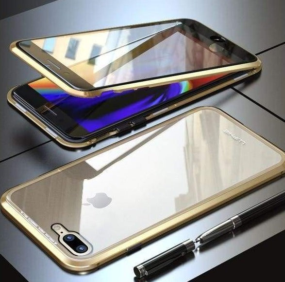 Coque deux faces à Adsorption Magnétique Super Résistante Pour iPhone - iPhone X / Doré