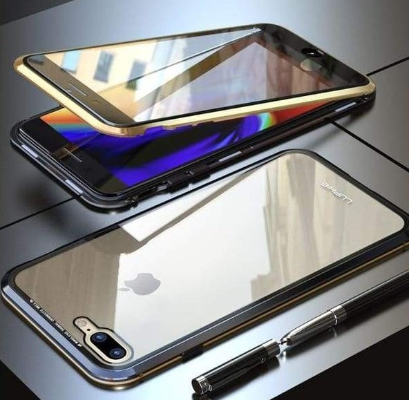Coque deux faces à Adsorption Magnétique Super Résistante Pour iPhone - iPhone X / Doré Noir