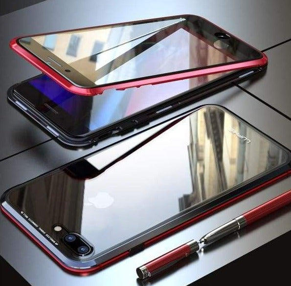 Coque deux faces à Adsorption Magnétique Super Résistante Pour iPhone - iPhone X / Rouge Noir