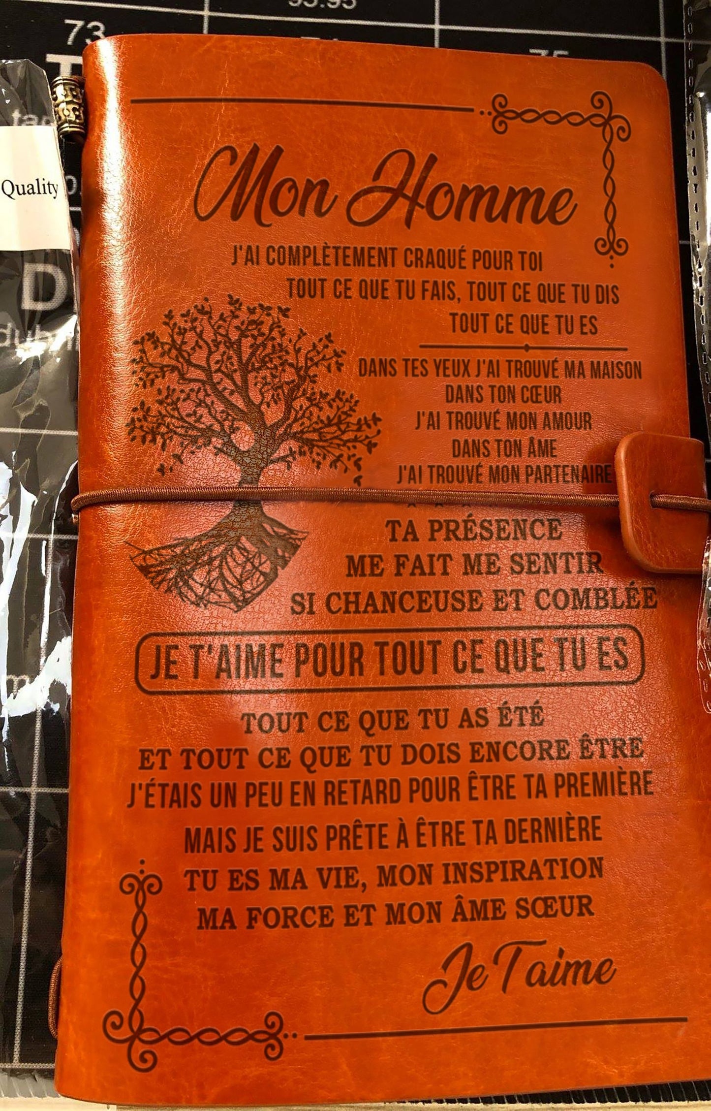 Mon Homme - Je t'aime - cadeau personalisé - Journal Vintage