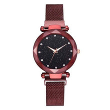 Charger l'image dans la galerie, Montre Ciel étoilé avec Bracelet en Mailles Aimant pour Femmes - Rouge - Womens Watches