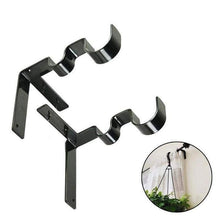 Charger l'image dans la galerie, Support de tringle à rideau à double appui central (2PCS) - Noir - Matériel Daménagement De Vitrine