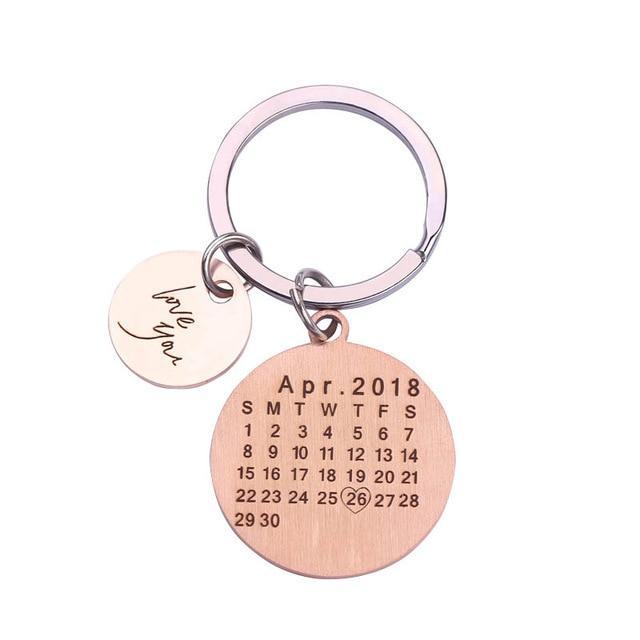 Porte clé calendrier personnalisé Key Chains Rose Or M002