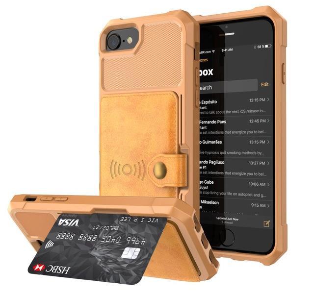 Coque portefeuille en cuir PU haute protection Fitted Cases iPhone 6 6S Jaune