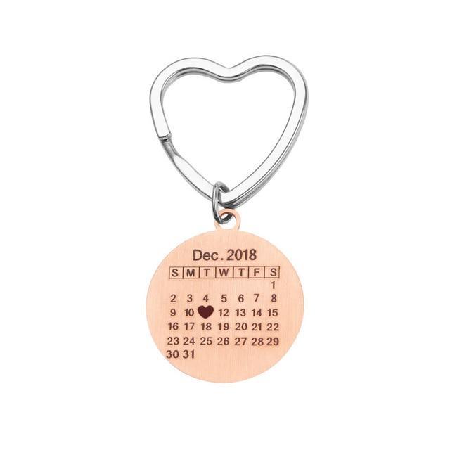 Porte clé calendrier personnalisé Key Chains Rose Or M003