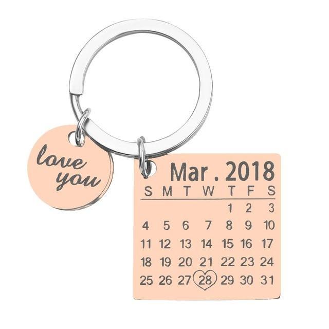 Porte clé calendrier personnalisé Key Chains Rose Or M004