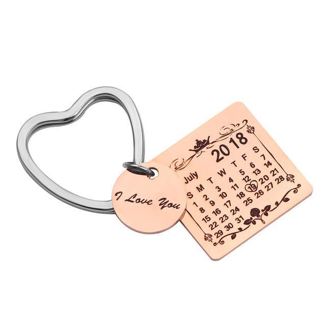 Porte clé calendrier personnalisé Key Chains Rose Or M005