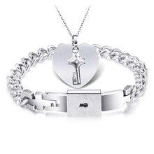 Charger l'image dans la galerie, Nom personnalisé Bracelet cœur & pendentif clé pour les couples