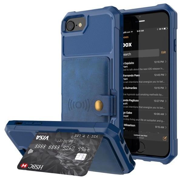 Coque portefeuille en cuir PU haute protection Fitted Cases iPhone 6 6S Bleu