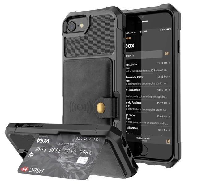 Coque portefeuille en cuir PU haute protection Fitted Cases iPhone 6 6S Noir