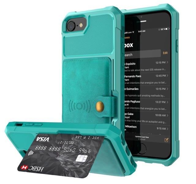 Coque portefeuille en cuir PU haute protection Fitted Cases iPhone 6 6S Vert