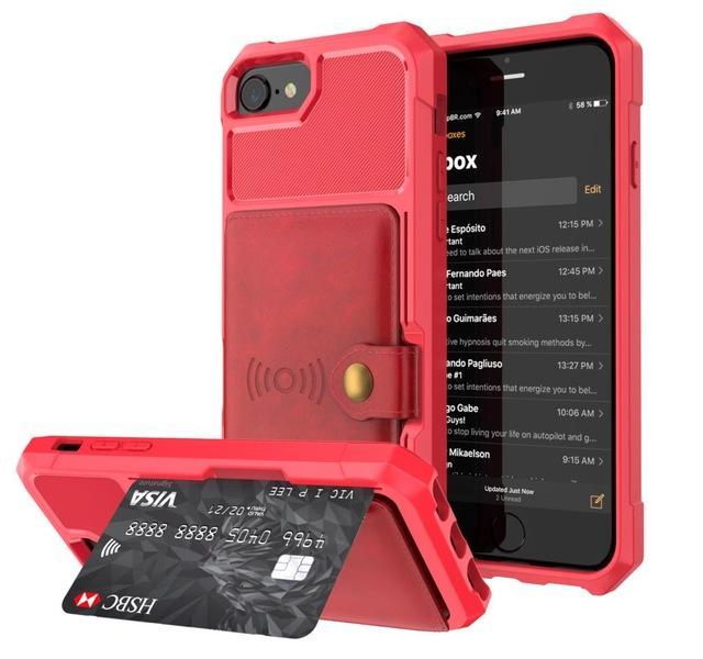 Coque portefeuille en cuir PU haute protection Fitted Cases iPhone 6 6S Rouge