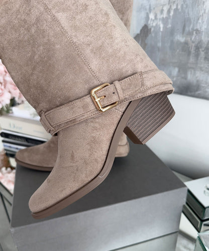 Bottes Hautes Beiges Élégantes – Talon Confort pour un Confort Quotidien