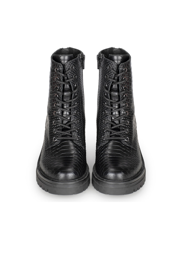 Bottines Femme à Lacets Motif Python – Élégantes et Polyvalentes