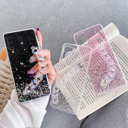 Coque de luxe avec chaîne scintillante pour Samsung