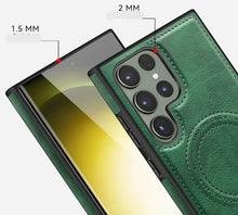 Charger l&#39;image dans la galerie, Coque en cuir de luxe compatible MagSafe pour Samsung
