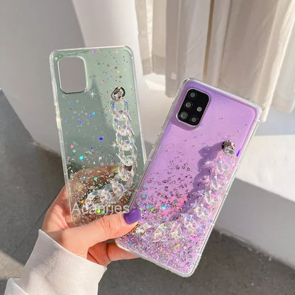 Coque de luxe avec chaîne scintillante pour Samsung