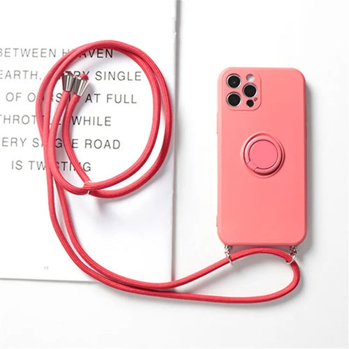Funda con cordón y soporte para anilla para Samsung 