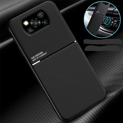 Coque de Téléphone en Cuir avec Plaque de Support Magnétique pour Voiture