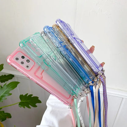 Coque Silicone avec Bandoulière + Porte-Cartes pour Samsung