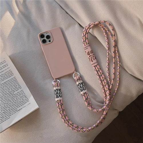 Funda de silicona suave con cordón para iPhone: protección y estilo combinados 