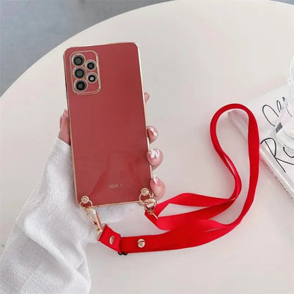 Coque Bandoulière Silicone Plaqué pour Samsung
