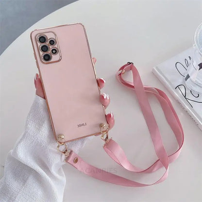 Coque Bandoulière Silicone Plaqué pour Samsung