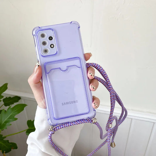 Coque Silicone avec Bandoulière + Porte-Cartes pour Samsung