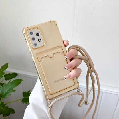 Coque Silicone avec Bandoulière + Porte-Cartes pour Samsung