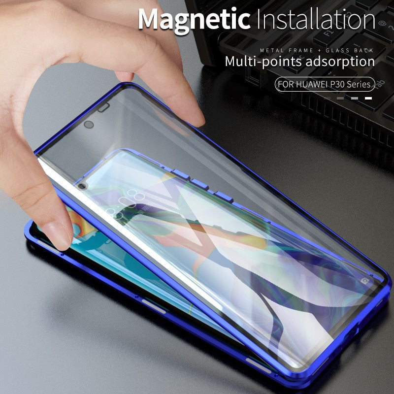 Coque Antichoc magnetique en verre trempé 9H très haute protection Pour Huawei