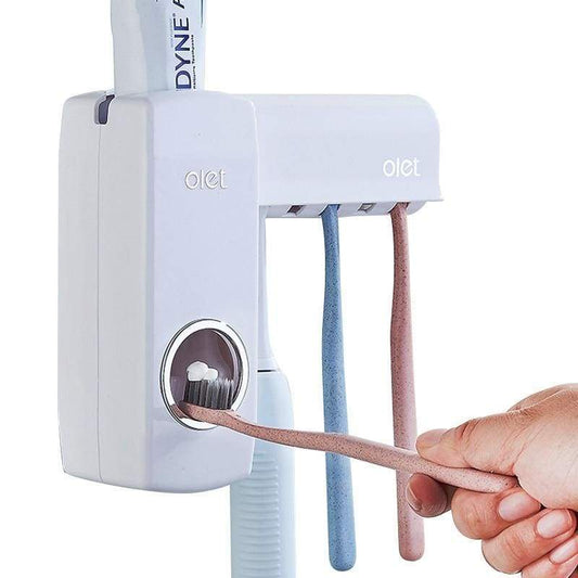 2-en-1: Distributeur de dentifrice et porte-brosse à dents solide et durable - Blanc - Étagères de stockage & Racks