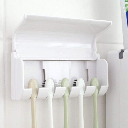 2-en-1: Distributeur de dentifrice et porte-brosse à dents solide et durable - Étagères de stockage & Racks