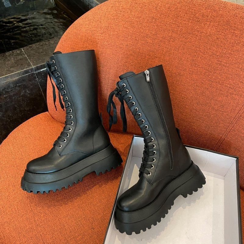 Bottes en Cuir mi Mollet pour femmes