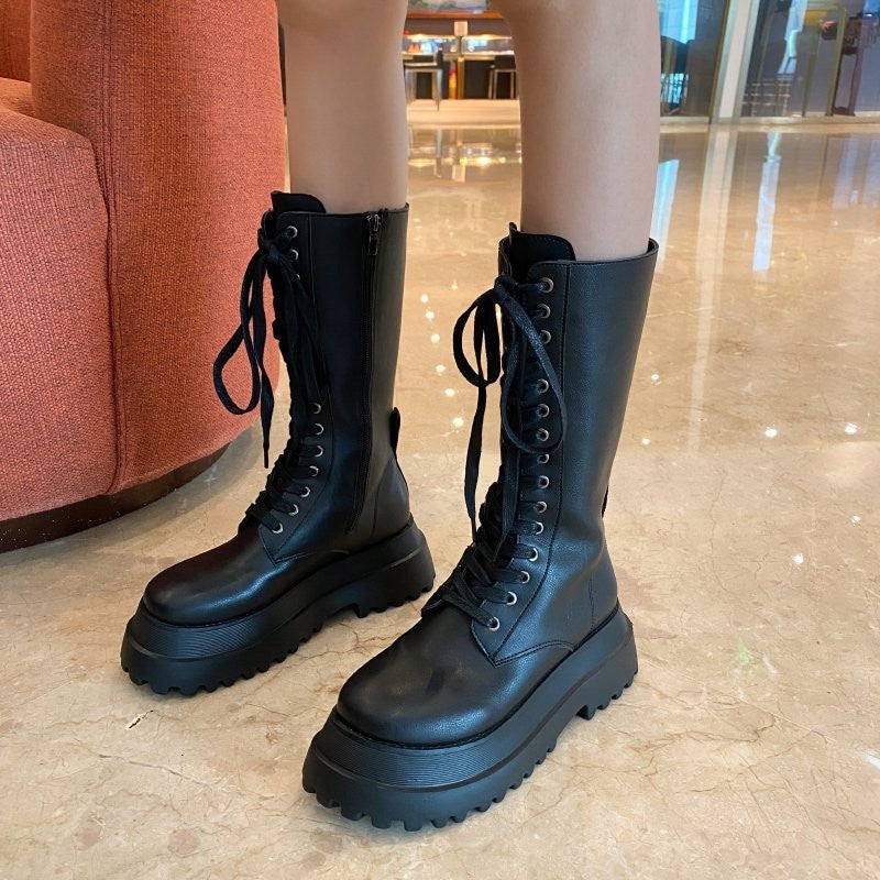 Bottes en Cuir mi-Mollet pour femmes