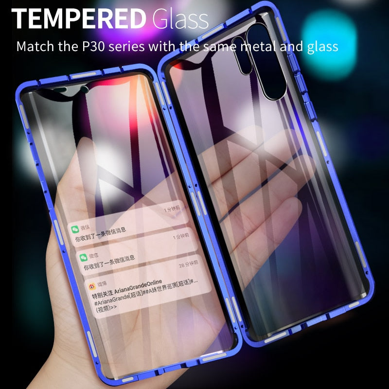 Coque Antichoc magnetique en verre trempé 9H très haute protection Pour Huawei