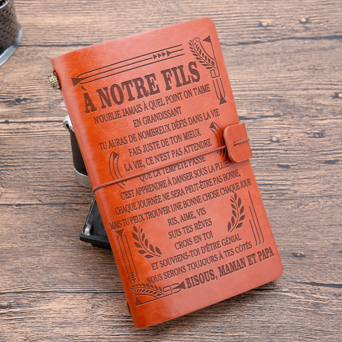 À Notre fils - Maman et Papa - N’oublie jamais -cadeau personalisé - Journal Vintage Agenda 