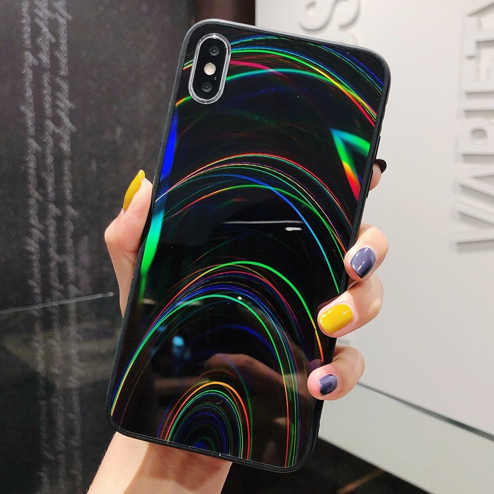Coque silicone de luxe Arc-En-Ciel pour iPhone