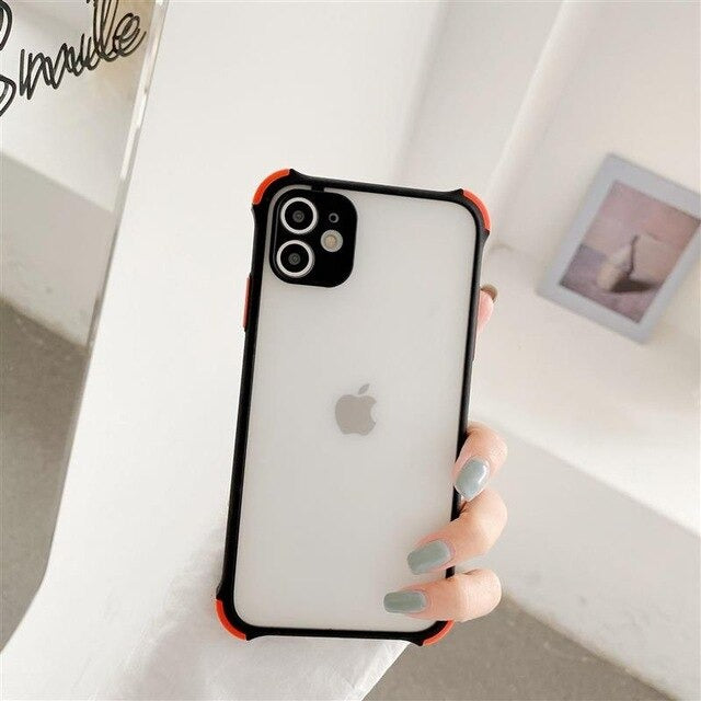 Coque transparente mate anti-chute pour iPhone