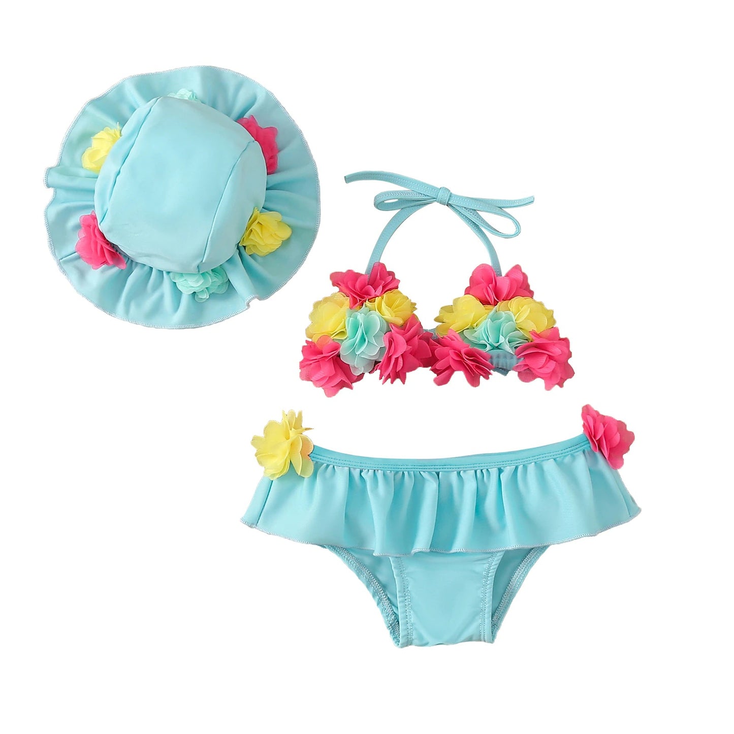 Bikini fleurs pour filles 3pcs
