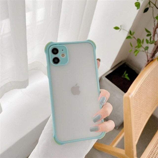 Coque transparente mate anti-chute pour iPhone