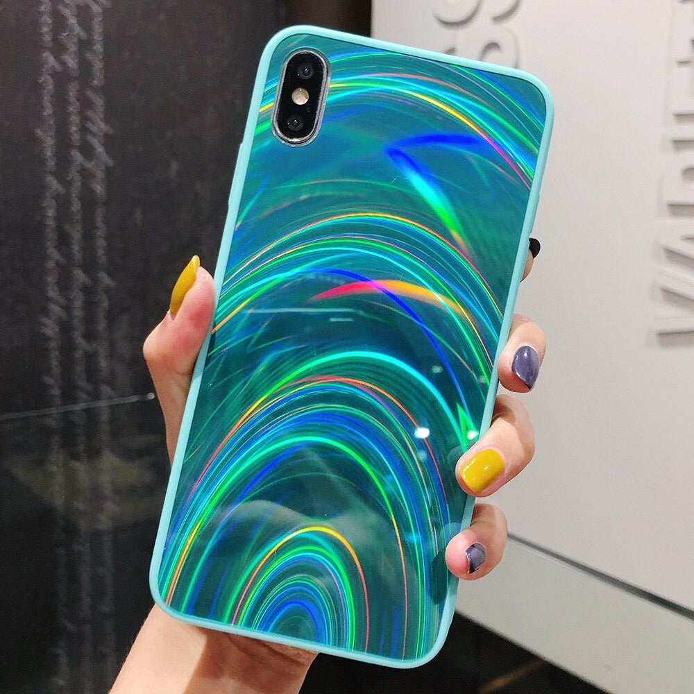 Coque silicone de luxe Arc-En-Ciel pour iPhone
