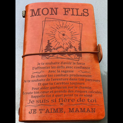 À Mon Fils - Maman - Fière de toi - cadeau personalisé - Journal Vintage Agenda 