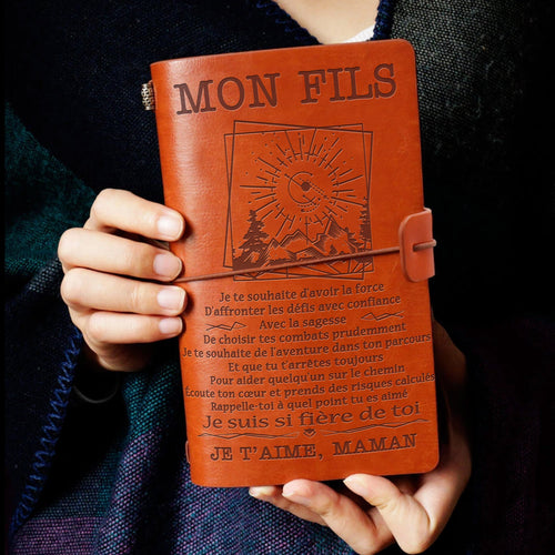 À Mon Fils - Maman - Fière de toi - cadeau personalisé - Journal Vintage Agenda 