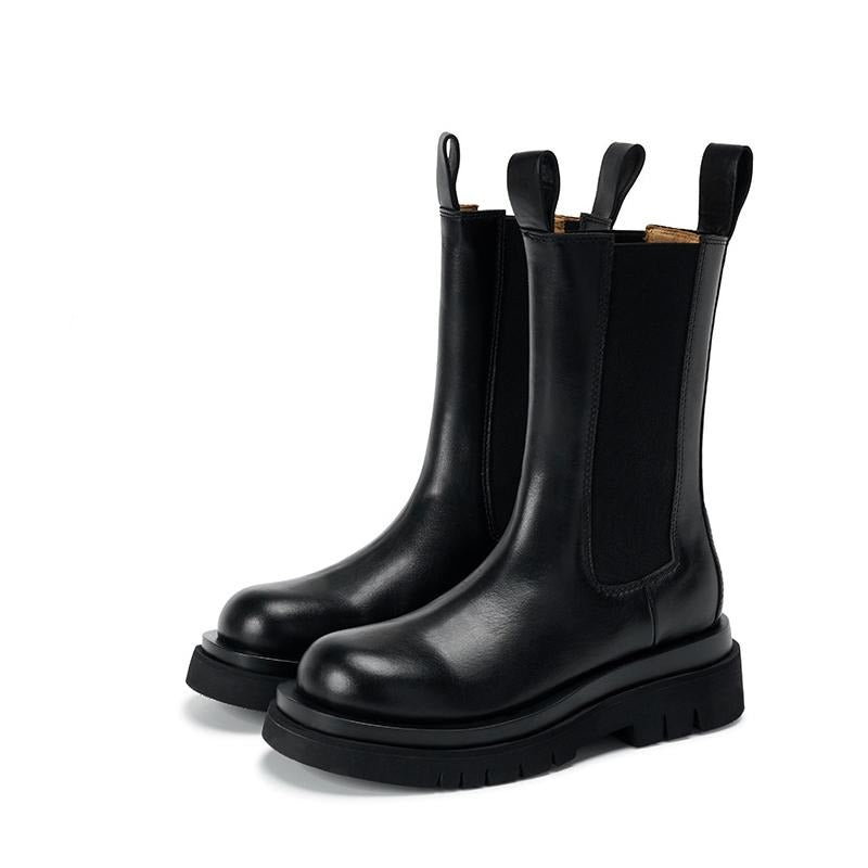 Bottes en Cuir mi-Mollet pour femmes