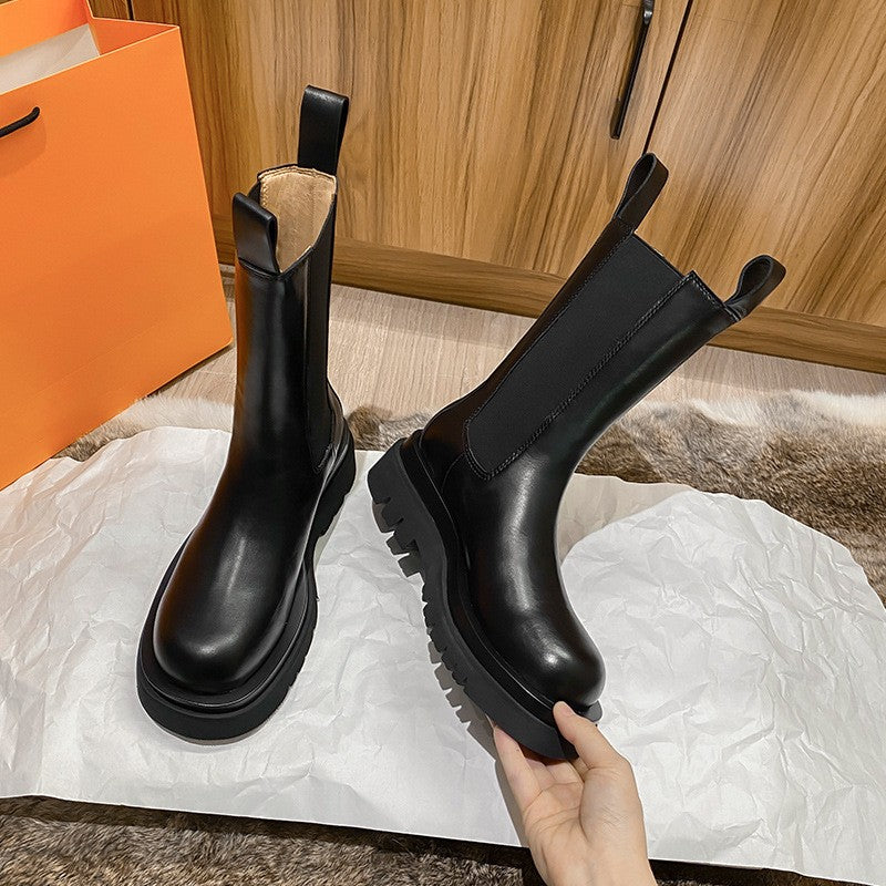 Bottes en Cuir mi-Mollet pour femmes